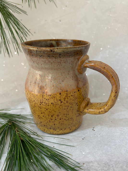 Walnut and Yellow Speckled Mug