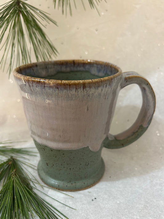 Green Mug with Purple Cascade Glaze