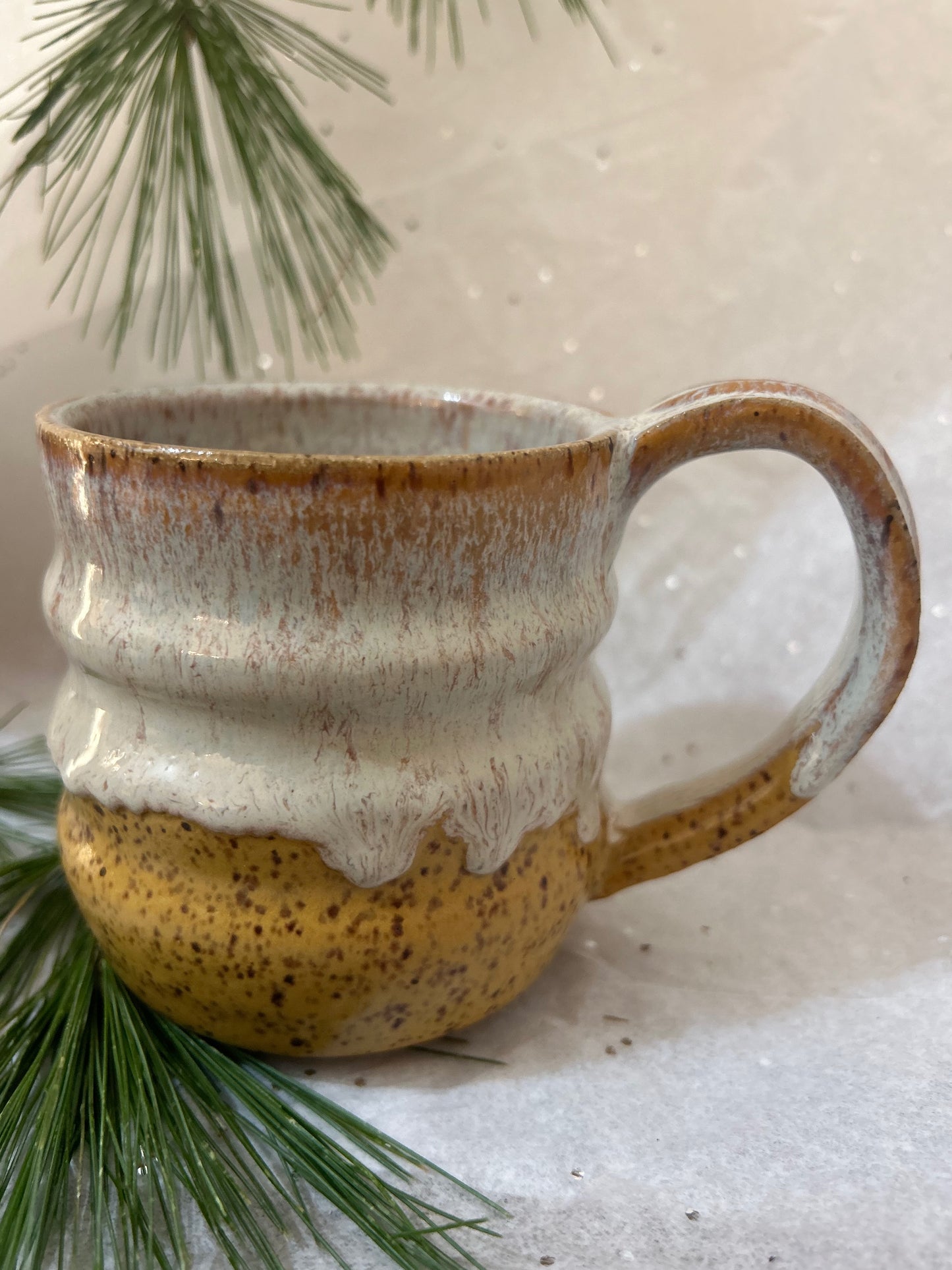 Yellow Drip Honeycomb Mug